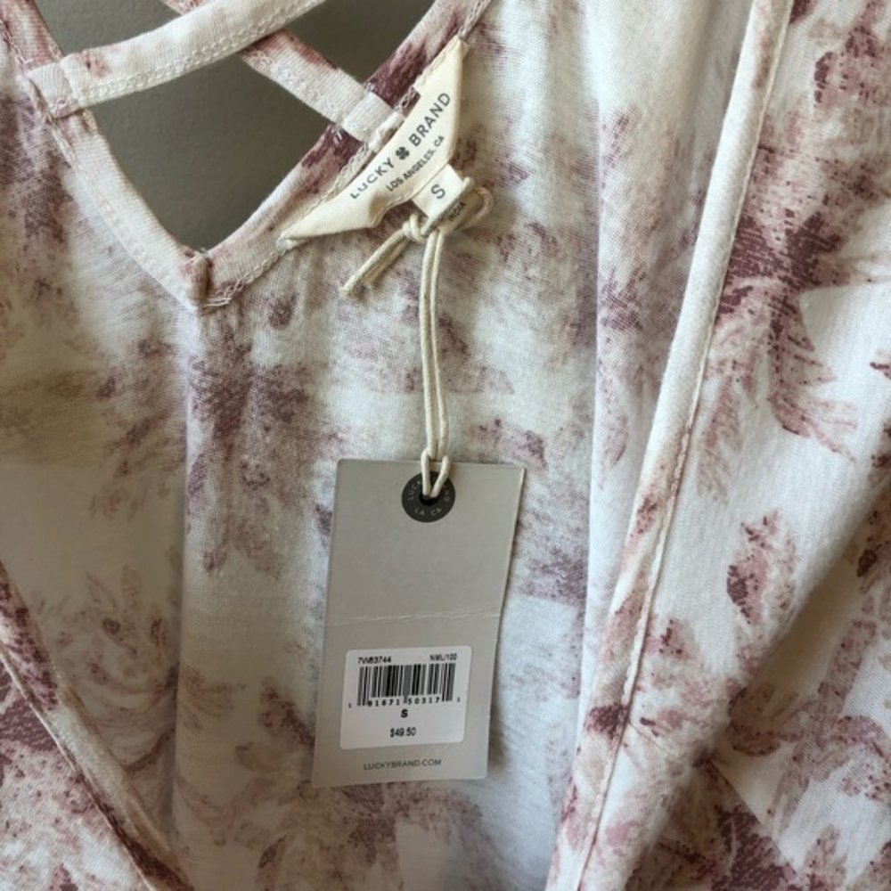 Lucky Brand Criss-Cross Back Peplum Top Blouse - Picture 5 of 8